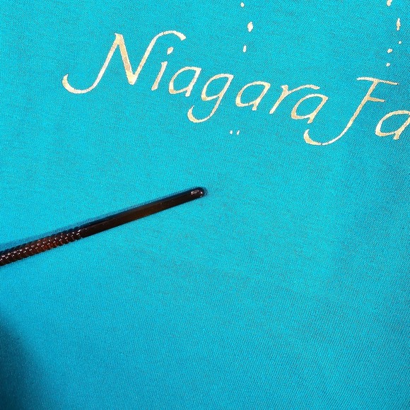 Vintage Niagara Falls Shirt Mens Medium Green 90s Gold Graphic Waterfalls - Picture 7 of 12